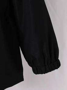 SHEIN 1件女款2026冬季新款復古美拉德色卡其色保暖內裡色布料拉鍊外套，附彈性腰部與連帽，加厚保暖時尚戶外通勤百搭外套 - 黑色 - 查看 7
