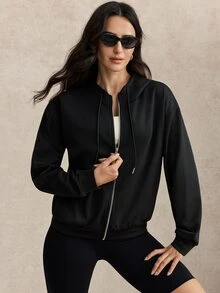 Activina Women's Black Long Sleeve Sports Jacket Polyester Training Jacket For Gym Pilates Yoga Running Workout Outdoor - Black - View 7