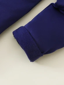 2pcs/Set Young Girl Navy Blue Knitted Turtleneck Long Sleeve Top And Leggings Thermal Underwear Set, Autumn/Winter - Navy Blue - View 3