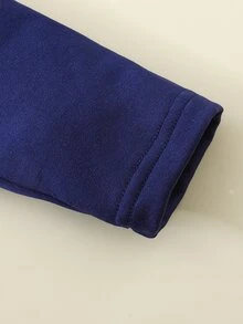 2pcs/Set Young Girl Navy Blue Knitted Turtleneck Long Sleeve Top And Leggings Thermal Underwear Set, Autumn/Winter - Navy Blue - View 5