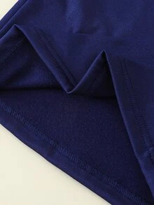 2pcs/Set Young Girl Navy Blue Knitted Turtleneck Long Sleeve Top And Leggings Thermal Underwear Set, Autumn/Winter - Navy Blue - View 7