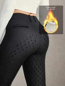 Activina Women's Solid Color High Waist Casual Daily Equestrian Leggings - Blue - View 1