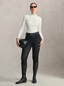 Activina Women's Solid Color High Waist Casual Daily Equestrian Leggings - Blue - View 7