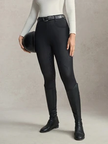 Activina Women's Solid Color High Waist Casual Daily Equestrian Leggings - Blue - View 9