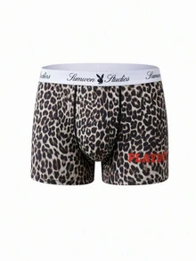 PLAYBOY X SUMWON Collab Boxer Briefs 2-Pack With Branded Waistband Leopard Print And Solid Everyday Underwear - Multicolor - View 3