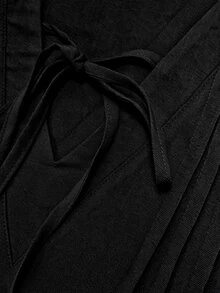 LUMIGAL V-Neck Tie Neckline Ruched Chest Casual Versatile Long Sleeve Autumn Women's Blouse - Black - View 6
