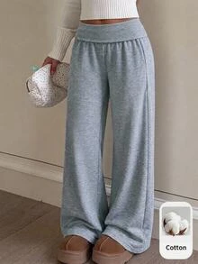 SHEIN Teen Girl Teen Girls Knit Gray Casual Long Pants - Grey - View 7