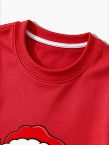 Manfinity Homme Men's Funny Cool Rock Santa Claus Pattern Crew Neck Sweatshirt, Unisex Christmas Long Sleeve Pullover Casual Holiday Top - Red - View 6