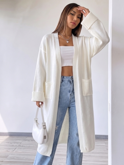 Autumina Women's Casual Fashion Long Cardigan, Daily Commute & Vacation Outfit, Versatile Elegant Loose Fit Outerwear With Cute Tassel Pockets