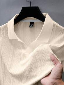 Manfinity Homme Men's Solid Color Casual Versatile Short Sleeve Polo Shirt - Apricot - View 1