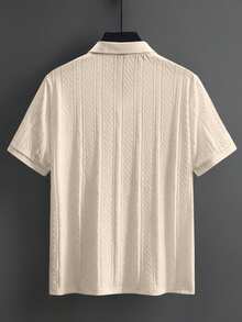 Manfinity Homme Men's Solid Color Casual Versatile Short Sleeve Polo Shirt - Apricot - View 7