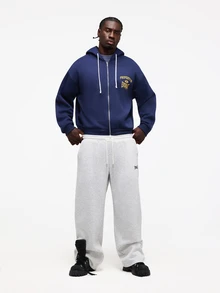 EVERLAST SUMWON Oversized Unisex Full-Zip Hoodie With Large Back Graphic Print And Chest Logo Long Sleeve Casual Streetwear Top - Navy Blue - View 3