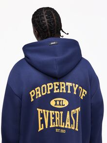 EVERLAST SUMWON Oversized Unisex Full-Zip Hoodie With Large Back Graphic Print And Chest Logo Long Sleeve Casual Streetwear Top - Navy Blue - View 2