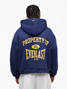 EVERLAST SUMWON Oversized Unisex Full-Zip Hoodie With Large Back Graphic Print And Chest Logo Long Sleeve Casual Streetwear Top - Navy Blue - View 7