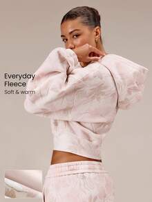 GLOWMODE Everyday Fleece Cozy Camper Soft Lightweight Warm Relaxed Fit Cropped Hoodie Sweatshirt Autumn Winter Outdoors Daily Casual Wear - Pink - View 1