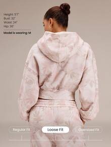 GLOWMODE Everyday Fleece Cozy Camper Soft Lightweight Warm Relaxed Fit Cropped Hoodie Sweatshirt Autumn Winter Outdoors Daily Casual Wear - Pink - View 2