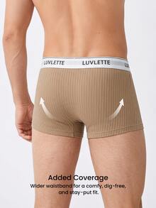 LUVLETTE 3-Pack Cotton Mid Rise Printed Letter Webbing Men's Boxer Briefs - Multicolor - View 4
