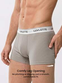 LUVLETTE 3-Pack Cotton Mid Rise Printed Letter Webbing Men's Boxer Briefs - Multicolor - View 9