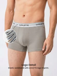 LUVLETTE 3-Pack Cotton Mid Rise Printed Letter Webbing Men's Boxer Briefs - Multicolor - View 2