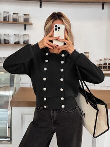 Easowa Casual Relaxed Elegant Commute Autumn/Winter Women's Sweatshirt - Black - View 4