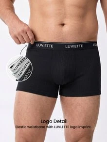 LUVLETTE Plus 3-Pack Cotton Mid Rise Printed Letter Webbing Men's Boxer Briefs - Multicolor - View 3
