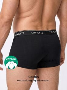 LUVLETTE Plus 3-Pack Cotton Mid Rise Printed Letter Webbing Men's Boxer Briefs - Multicolor - View 4