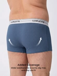 LUVLETTE Plus 3-Pack Cotton Mid Rise Printed Letter Webbing Men's Boxer Briefs - Multicolor - View 2