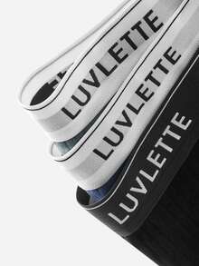 LUVLETTE 3-Pack Cotton Mid Rise Printed Letter Webbing Men's Boxer Briefs - Multicolor - View 8