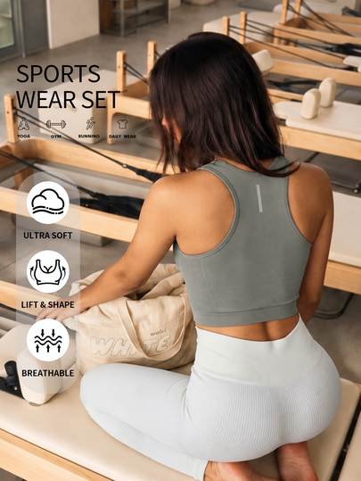 Eassivo Eassivo Seamless Elastic Sports T-Shirt & Tank Top Reflective Gym Outfit For Women Workout Fitness Tops Clothes With Built In Bra Sport
