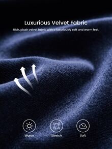 LUVLETTE Plus Size Fall Winter Navy Velvet Lace Patchwork Button Front Lapel Collar Long Sleeve Pajama Set Now Trending Vintage Women Sleepwear Homewear - Blue - View 6