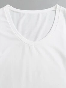 Sweetra Women's Autumn Striped Tank Top & V-Neck Cinched Waist Long Sleeve Sweatshirt 2 Pieces Set - White - View 7