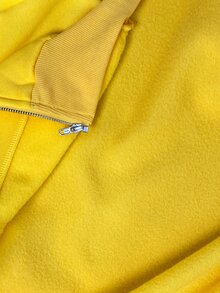 SHEIN BamGlam Women's Plush Patchwork Casual Versatile Daily Travel Sports Hooded Sweatshirt - Yellow - View 9