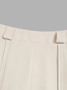 Elenzga Apricot Mid-Waist Front-Center Pleated Wide-Leg Suit Pants, Minimalist Commuter Versatile Long Straight-Leg Casual Trousers For Women - Apricot - View 3