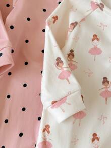 Cozy Pixies 2pcs Newborn Baby Casual Daily Comfortable Printed Long Sleeve Autumn Winter Jumpsuit Wear 2 Styles 1 Each 2 Pieces Set - Pink - View 4