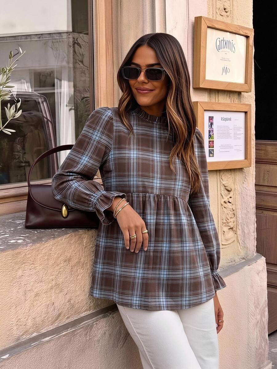 Easowa Women's Plaid Casual Versatile Daily Wear Shirt - Multicolor - View 1