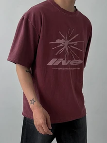 DAZY Men's Summer Slogan Print Round Neck Short Sleeve Casual T-Shirt Graphic Tees Men - Red - View 4