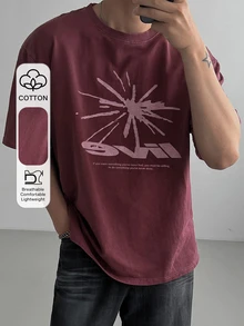 DAZY Men's Summer Slogan Print Round Neck Short Sleeve Casual T-Shirt Graphic Tees Men - Red - View 10