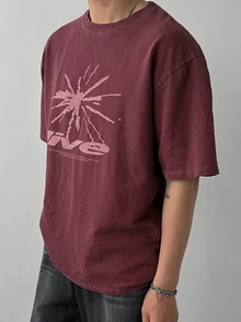 DAZY Men's Summer Slogan Print Round Neck Short Sleeve Casual T-Shirt Graphic Tees Men - Red - View 2