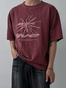 DAZY Men's Summer Slogan Print Round Neck Short Sleeve Casual T-Shirt Graphic Tees Men - Red - View 6