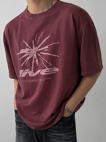 DAZY Men's Summer Slogan Print Round Neck Short Sleeve Casual T-Shirt Graphic Tees Men - Red - View 5