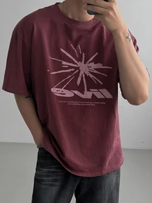 DAZY Men's Summer Slogan Print Round Neck Short Sleeve Casual T-Shirt Graphic Tees Men - Red - View 9