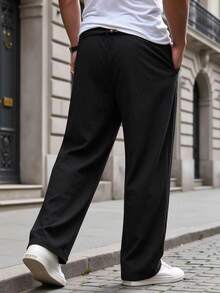 Manfinity CasualKnits Men's Casual Outdoor Pants With Pockets For Daily Wear - Black - View 4
