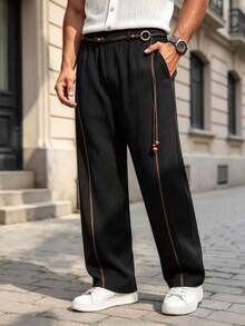 Manfinity CasualKnits Men's Casual Outdoor Pants With Pockets For Daily Wear - Black - View 5