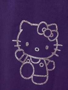 HELLO KITTY AND FRIENDS | COUREZ 女款黑色大廓形圖案 Y2K 風格休閒慢跑褲 秋季街頭風運動長褲/短褲 - 紫色 - 查看 7