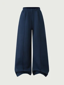 SHEIN 青少年女孩長袖抓絨秋季套裝 2件/套 返校季 酒紅色紐約字母圖案立領運動衫長褲套裝 80年代運動風 - 藍色 - 查看 5