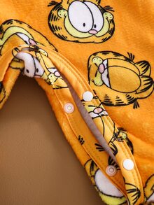 GARFIELD | SHEIN 新生兒嬰兒卡通印花休閒日常居家連身長褲睡衣 - 黃色 - 查看 7