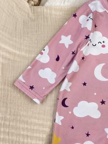 SHEIN Newborn Cute Casual Cartoon Kids Kids Pattern Jumpsuit Loungewear - Pink - View 6