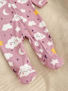 SHEIN Newborn Cute Casual Cartoon Kids Kids Pattern Jumpsuit Loungewear - Pink - View 5