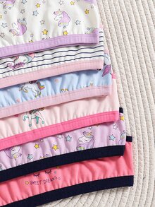 Young Girl 6pcs Cute Cartoon Unicorn Print Cotton Camisole Bralette Wire-Free Comfortable Soft Training Bras Set - Multicolor - View 6