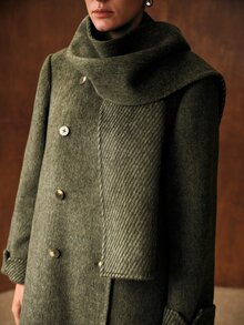 MOTF WOMEN'S AUTUMN/WINTER FASHION DOUBLE-BREASTED OVERCOAT - Dark Green - View 2